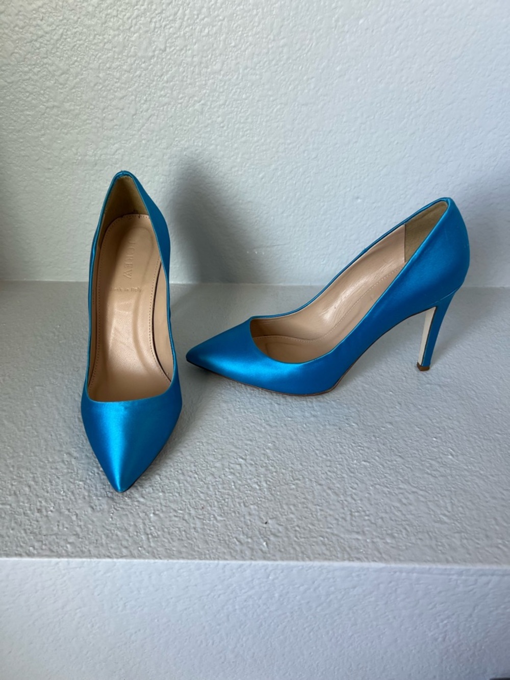J. Crew Vibrant Blue Satin Heels - Picture 2 of 7